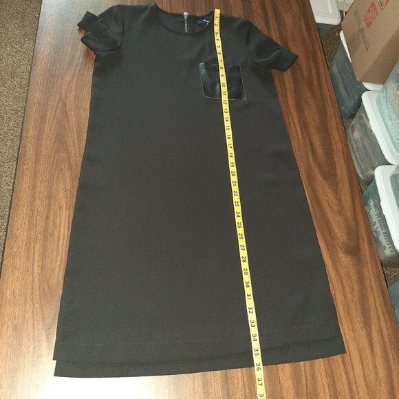 Madewell Black Mini Dress Leather Pocket T-Shirt High-low Dress Exposed Zip XS - Picture 8 of 13